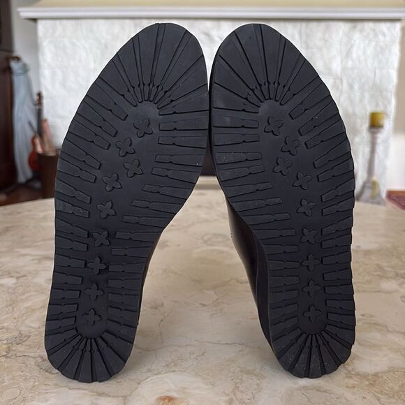 Loeffler Randall Black Leather Wedge Lug Sole Loafers Oxford Shoes - Picture 10 of 14